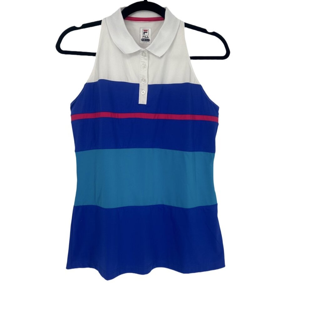 Fila Sleeveless Golf Polo Tank Built-in Bra Colorblock M - Picture 4 of 8